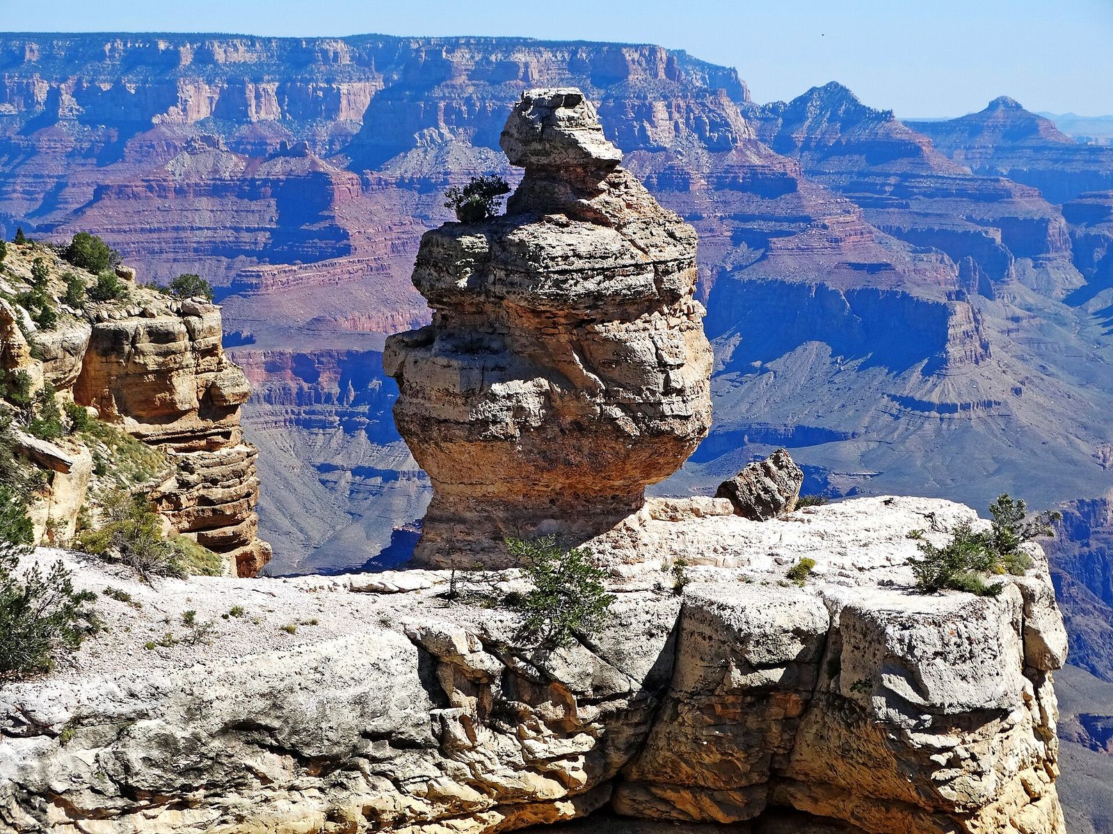 Duck on a Rock, Grand Canyon South Rim Duck on a Rock hoodoo formation on the South Rim with Grand Canyon's layered cliffs stretching behind it.